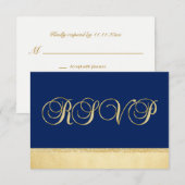 Aangepast Elegant Navy Blue RSVP Weddenschap (Voorkant / Achterkant)