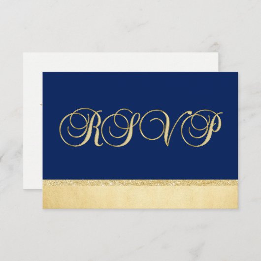 Aangepast Elegant Navy Blue RSVP Weddenschap (Voorkant / Achterkant)