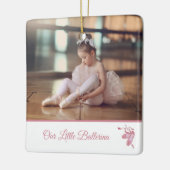 Aangepast elegant ons kleine Ballerina Roze Wit Keramisch Ornament (Links)