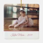 Aangepast elegant ons kleine Ballerina Roze Wit Keramisch Ornament (Achterkant)
