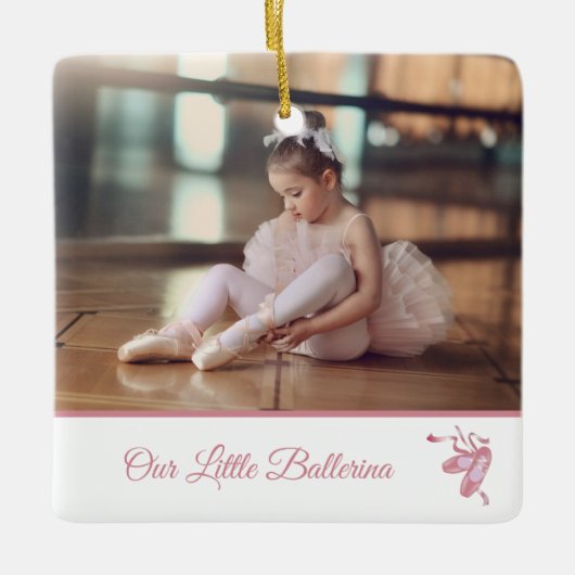 Aangepast elegant ons kleine Ballerina Roze Wit Keramisch Ornament (Voorkant)
