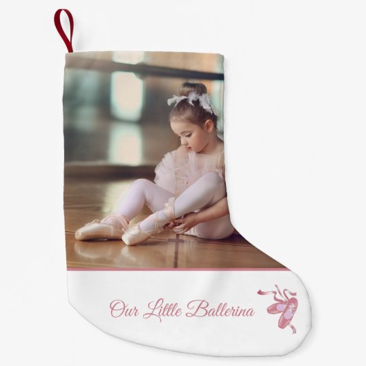 Aangepast elegant ons kleine Ballerina Roze Wit Kerstsok (Voorkant)