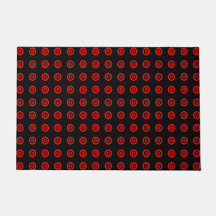 Aangepast elegant rood cirkelpatroon op zwart deurmat