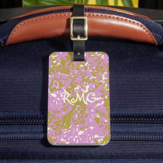 Aangepast elegant roze botanisch ontwerp bagagelabel (Voorkant Insitu 2)