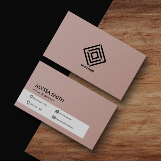 Aangepast elegant roze Eenvoudige minimale, modern Visitekaartje