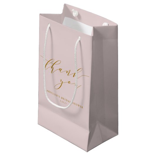 Aangepast Elegant Roze Script Bedankt Bruidsdouche Klein Cadeauzakje (Voorkant Gekanteld)