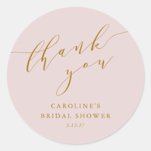 Aangepast Elegant Roze Script Bedankt Bruidsdouche Ronde Sticker