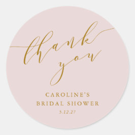 Aangepast Elegant Roze Script Dank Je Wel Bruidsdo Ronde Sticker