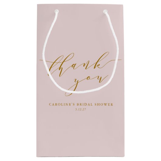 Aangepast Elegant Roze Script Dank u Vrijgezellenf Klein Cadeauzakje (Achterkant)