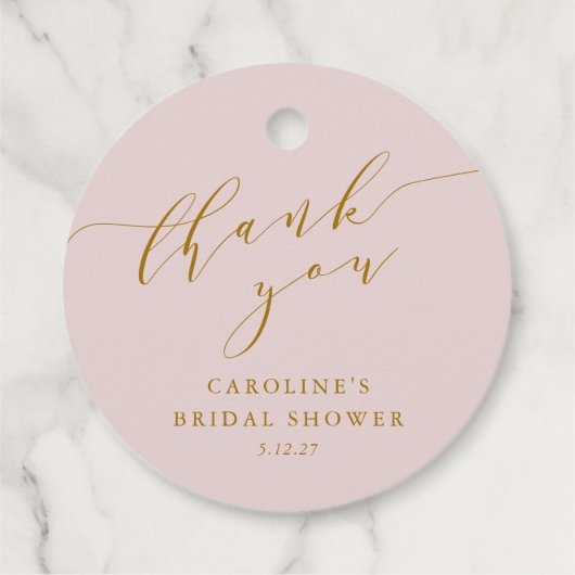 Aangepast Elegant Roze Script Dankjewel Bruidsmeis Bedankjes Labels (Achterkant)