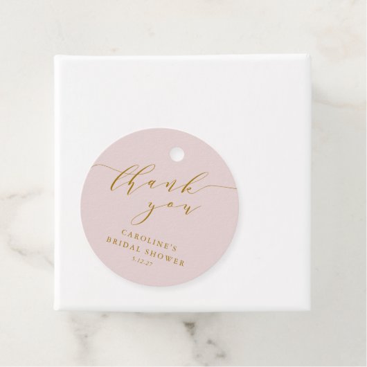 Aangepast Elegant Roze Script Dankjewel Bruidsmeis Bedankjes Labels (In situ)