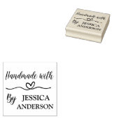 Aangepast Elegant Script Handgemaakt Met Liefde Ha Rubberstempel (Gestempeld)