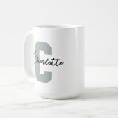 Aangepast Elegant Script Monogramme Hen Party Koffiemok (Voorkant links)