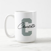 Aangepast Elegant Script Monogramme Hen Party Koffiemok (Links)