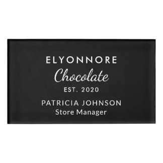Aangepast Elegant Z&W Minimal Chocolade Merk Perso Naambadge