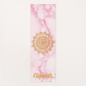 Aangepast elegant zacht roze marmer goudmandala yogamat (Voorkant)