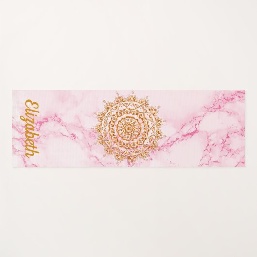 Aangepast elegant zacht roze marmer goudmandala yogamat (Voorkant (horizontaal))