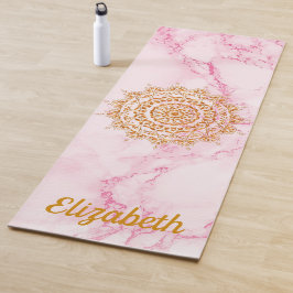 Aangepast elegant zacht roze marmer goudmandala yogamat