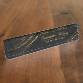 Aangepast elegant zwart-wit en gouddesk naambordje (Zijkant)