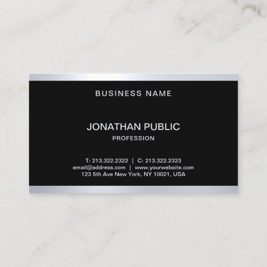 Aangepast elegant zwart-wit en zilverkleurig, mode visitekaartje (Achterkant)