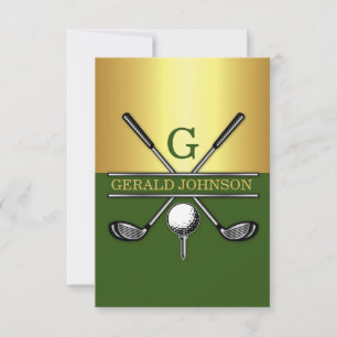 Aangepast elegante golf monogram 3.5x5 kaart