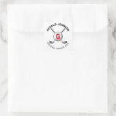 Aangepast elegante golfmonogramontwerp vierkante sticker (Tas)