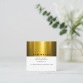 Aangepast elegante goud en wit ontwerp vierkante visitekaartje (Staand voorkant)