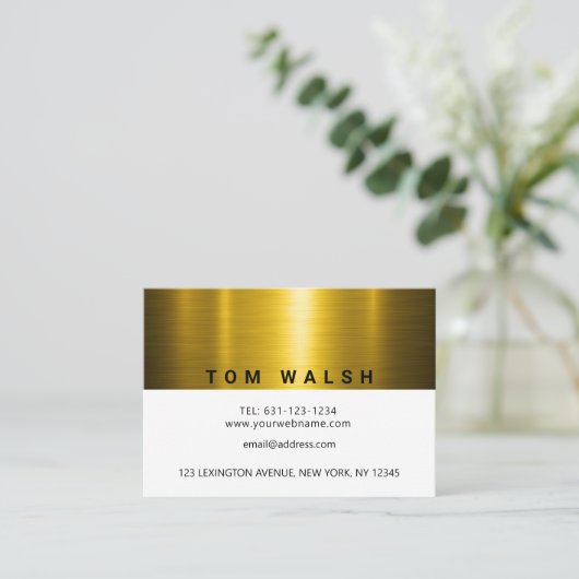 Aangepast elegante goud en wit ontwerp visitekaartje (Staand voorkant)