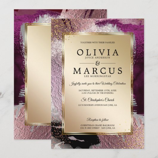 Aangepast | Elegante gouden cassis pruim penseelst Kaart (Voorkant / Achterkant)