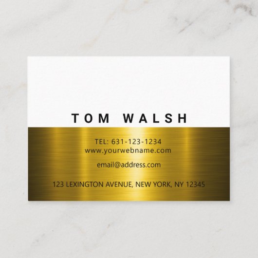 Aangepast elegante gouden en witte ontwerp visitekaartje (Achterkant)