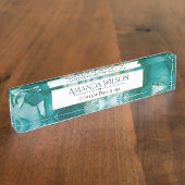 Aangepast elegante groene goudinkdesk naambordje (Zijkant)