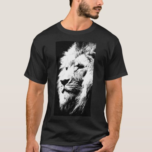 Aangepast elegante moderne Pop Art Lion Head-Manne T-shirt (Voorkant)