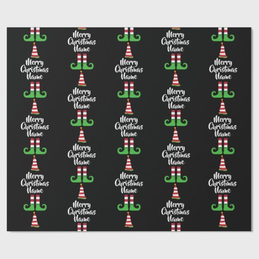Aangepast Elf Pattern-aangepast kerstpakket Cadeaupapier (Vlak)