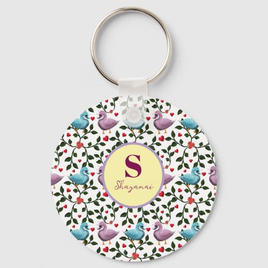 Aangepast en gepersonaliseerd vogelmotief sleutelhanger (Voorkant)