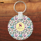 Aangepast en gepersonaliseerd vogelmotief sleutelhanger (Voorkant)