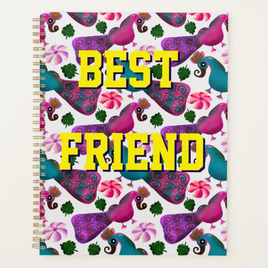 Aangepast en gepersonaliseerd vogelpatroon planner (Voorkant)