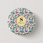 Aangepast en gepersonaliseerd vogelpatroon ronde button 3,2 cm (Voorkant)