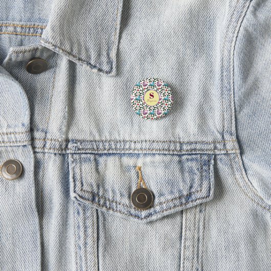 Aangepast en gepersonaliseerd vogelpatroon ronde button 3,2 cm (In situ)