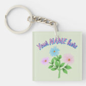 Aangepast en gepersonaliseerd waterverf bloemenges sleutelhanger (voorkant)