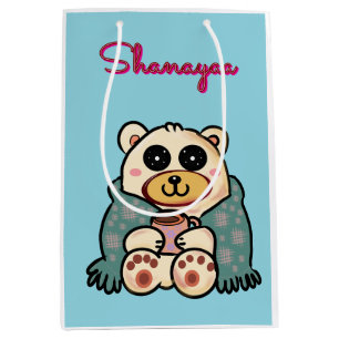 Aangepast en persoonlijk knuffel ijsbeer ontwerp medium cadeauzakje