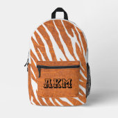 Aangepast  en uniek leer en zebra Sinaasappel Bedrukte Rugzak (Voorkant)
