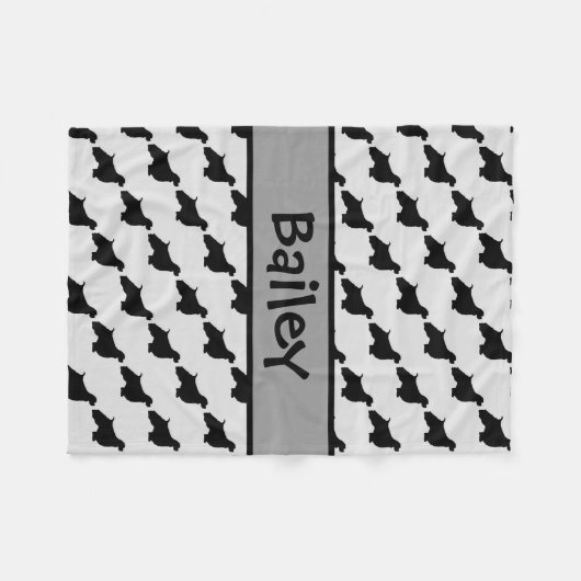 Aangepast Engels Springer Spaniel Dog Silhouette Fleece Deken (Voorkant (Horizontaal))