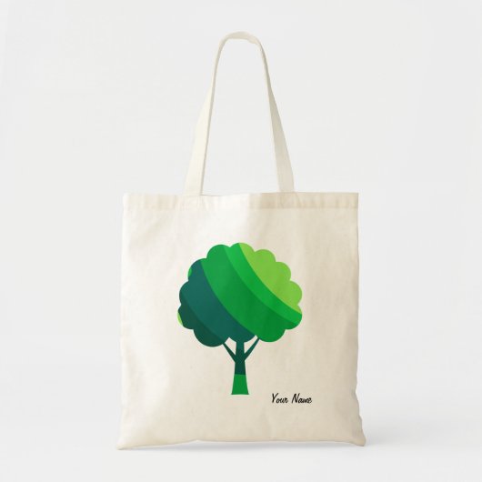 Aangepast esthetisch minimaal groen boompatroon tote bag (Voorkant)