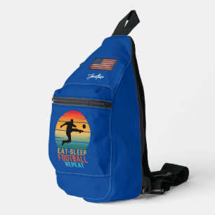 Aangepast eten slaap voetbal herhaal SPORTEN Sling Bag