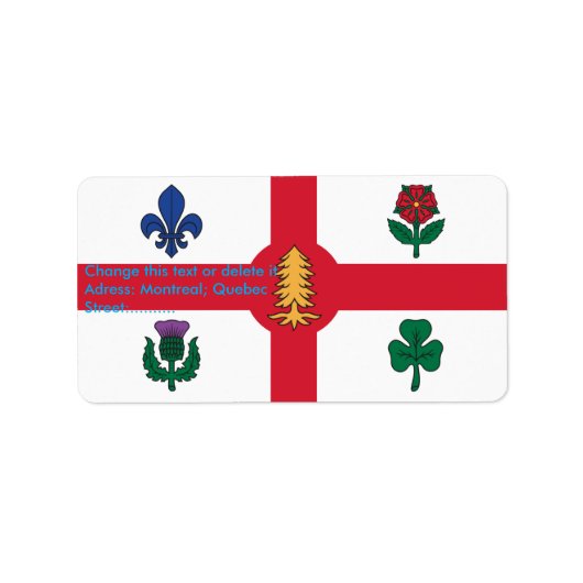 Aangepast etiket met vlag van Montreal, Canada (Voorkant)