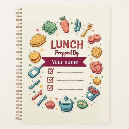 Aangepast etiket voor lunchvoorbereiding met naam planner (Voorkant)