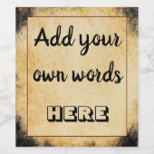 Aangepast etiket voor wijnfles bruiloft grunge vin (Enkel label)