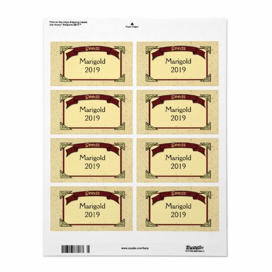 Aangepast etiket voor zaadverpakking (Full Sheet)