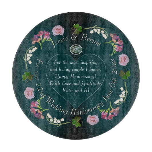 Aangepast evenement - Floral hart Snijplank (Voorkant)