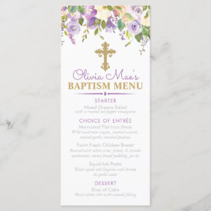Aangepast evenement Paarse Peony Girl Baptism Menu